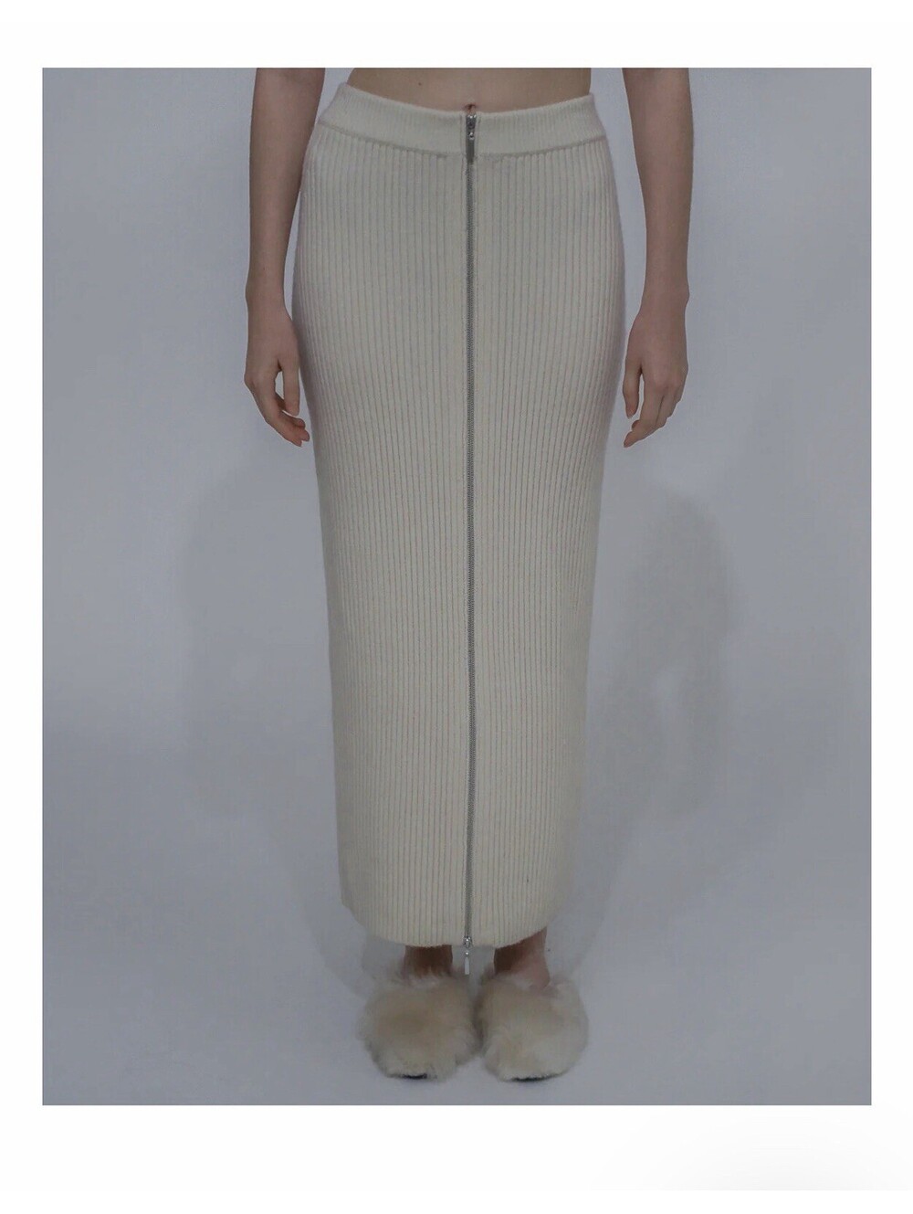 Rosetta Getty Zip Up Maxi Ivory Skirt Cashmere As/is- $895 medium